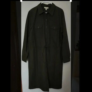 Appleseed Women's Long Sleeve Army Green Draw String Waist Sz 18